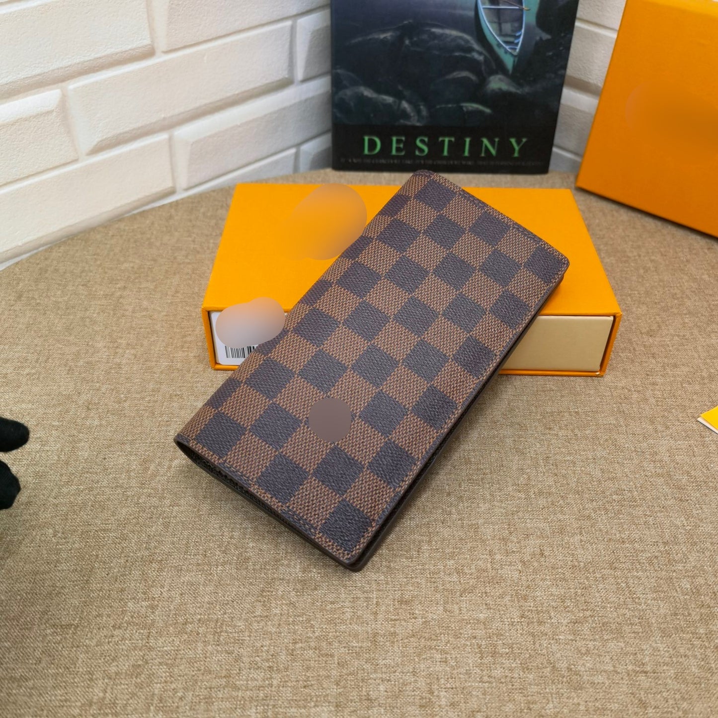 Brown Checkered Large Bi-Fold Wallet - PREORDER