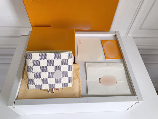 White Checkered Medium Bi-Fold Wallet with ID Insert- PREORDER