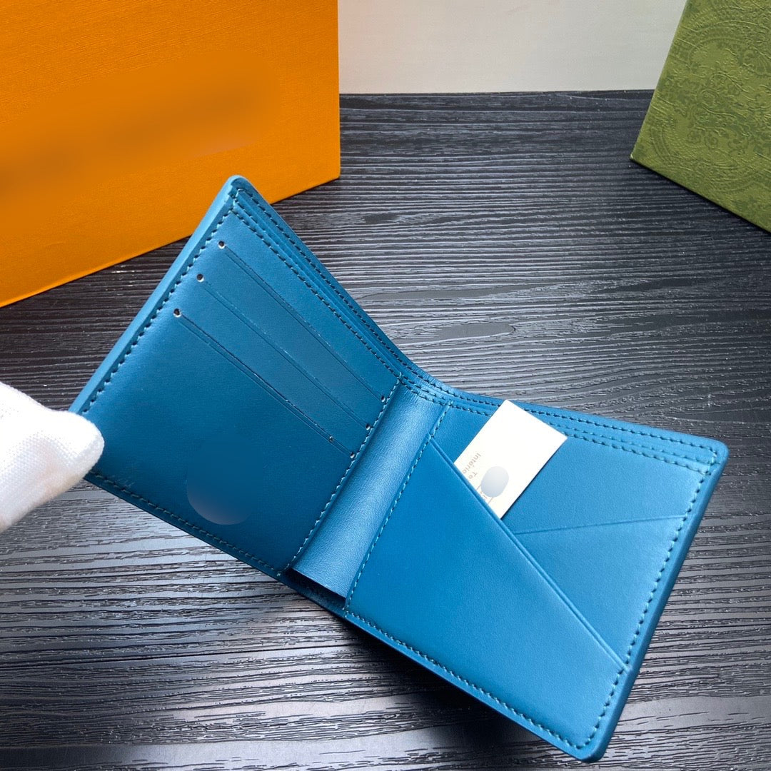 Blue Small Logo Medium Bi-Fold Wallet - PREORDER