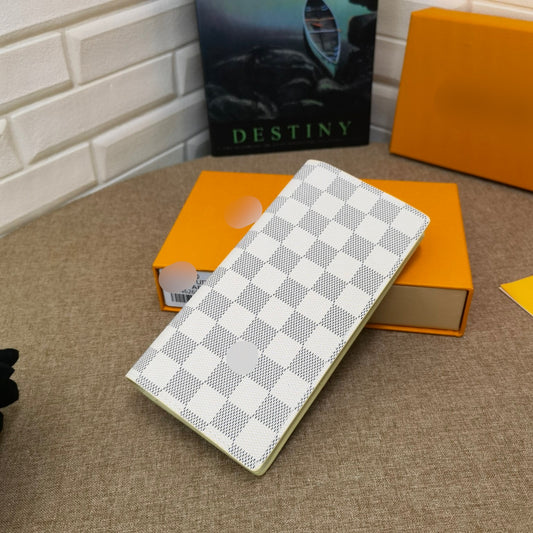 White Checkered Large Bi-Fold Wallet - PREORDER